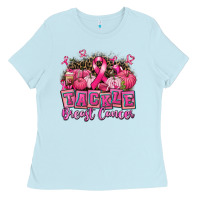 Baby Blue tackle breast cancer with pumpkin Ladies Tee - AdoDesignShop