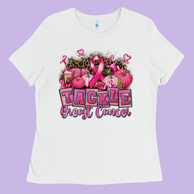 Tackle Breast Cancer With Pumpkin Ladies Tee Designed By Adodesignshop