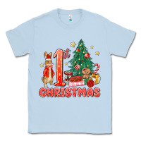 Dusty Blue red christmas bunny 1st christmas Classic Tee - MaliasSmallBusiness