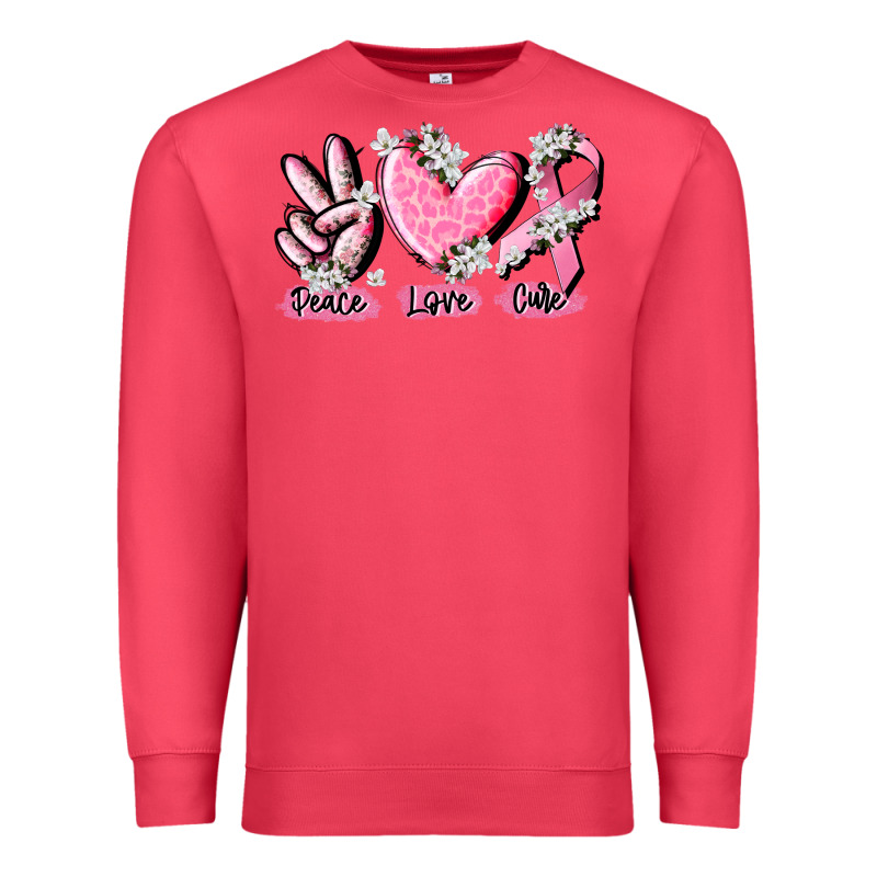 Peace Love Cure Breast Cancer Premium Sweatshirt by CowGirlArtShop | Teevron
