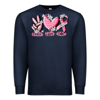 Navy peace love cure breast cancer Premium Sweatshirt - CowGirlArtShop