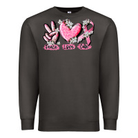 Smoke peace love cure breast cancer Premium Sweatshirt - CowGirlArtShop