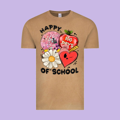 Happy 100 Days Of School Vintage Tee Designed By Maliassmallbusiness