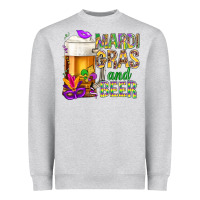 Heather Grey Mardi Gras and beer Heavyweight Sweatshirt - BundleAndBundleShop