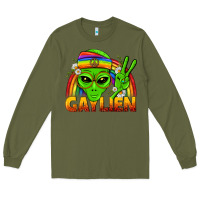 Army Green Gaylien LGBTQ Pride Long Sleeve Tee - BundleAndBundleShop