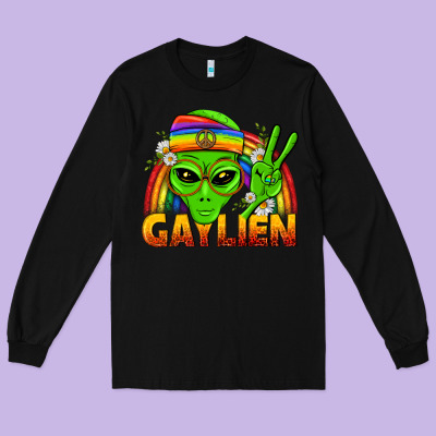 Gaylien Lgbtq Pride Long Sleeve Tee Designed By Bundleandbundleshop