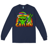 Navy Gaylien LGBTQ Pride Long Sleeve Tee - BundleAndBundleShop
