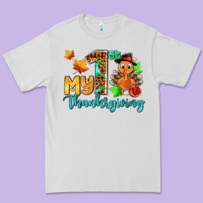 My First Thanksgiving With Turkey Premium Tee Designed By Adodesignshop