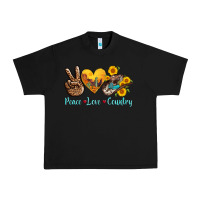 Black peace love country cowhide cowboy hat Urban Heavy Tee - AdoDesignShop