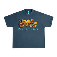 Midnight Navy peace love country cowhide cowboy hat Urban Heavy Tee - AdoDesignShop