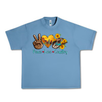 Pebble Blue peace love country cowhide cowboy hat Urban Heavy Tee - AdoDesignShop