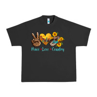 Pigment Black peace love country cowhide cowboy hat Urban Heavy Tee - AdoDesignShop