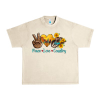 Sandshell peace love country cowhide cowboy hat Urban Heavy Tee - AdoDesignShop