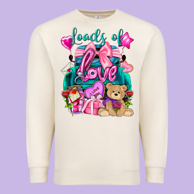 Loads Of Love Truck Valentine's Day Premium Sweatshirt Designed By Howdyjamesfarm
