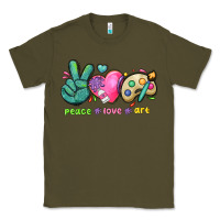 Army Green peace love art Classic Tee - NancyCooperArtShop