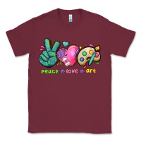 Burgundy peace love art Classic Tee - NancyCooperArtShop