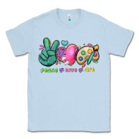 Dusty Blue peace love art Classic Tee - NancyCooperArtShop