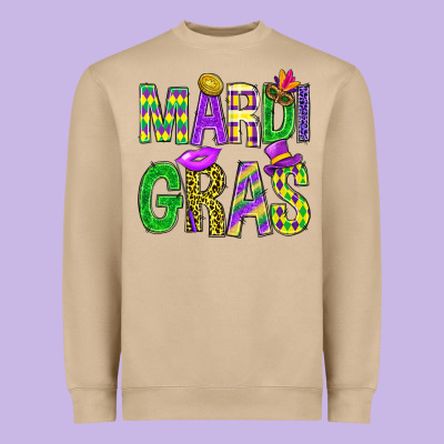 Mardi Gras Carnaval Mask With Fleur De Lis Heavyweight Sweatshirt Designed By Bundleandbundleshop