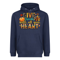 Navy give thanks with all your heart Heavyweight Hoodie - CowGirlArtShop