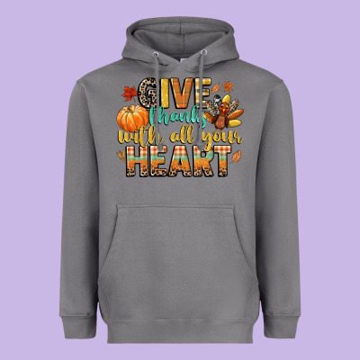 Give Thanks With All Your Heart Heavyweight Hoodie Designed By Cowgirlartshop