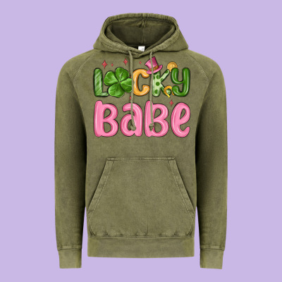 Lucky Babe St Patrick S Day Vintage Hoodie Designed By Maliassmallbusiness