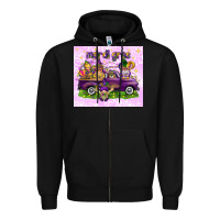Black Mardi Gras with gnomes Zipper Hoodie - NancyCooperArtShop