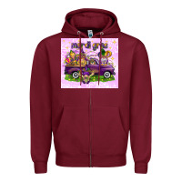 Burgundy Mardi Gras with gnomes Zipper Hoodie - NancyCooperArtShop