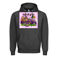 Charcoal Heather Mardi Gras with gnomes Zipper Hoodie - NancyCooperArtShop