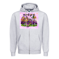 Heather Grey Mardi Gras with gnomes Zipper Hoodie - NancyCooperArtShop