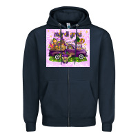 Navy Mardi Gras with gnomes Zipper Hoodie - NancyCooperArtShop