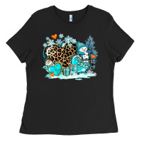 Black winter hearts with snowmans Ladies Tee - AdoDesignShop