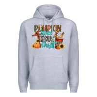 Heather Grey pumpkin spice and jesus christ Premium Hoodie - CowGirlArtShop