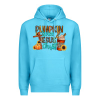 Ocean Blue pumpkin spice and jesus christ Premium Hoodie - CowGirlArtShop
