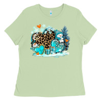 Matcha winter hearts with snowmans Ladies Tee - AdoDesignShop