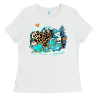White winter hearts with snowmans Ladies Tee - AdoDesignShop