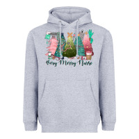Heather Grey verry merry nurse Heavyweight Hoodie - CowGirlArtShop