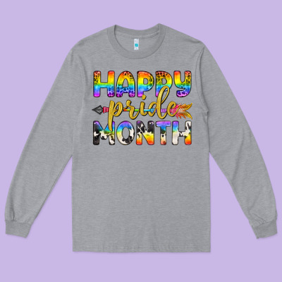 Western Happy Pride Month Lgbtq+ Long Sleeve Tee Designed By Bundleandbundleshop
