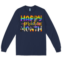 Navy Western Happy Pride Month LGBTQ+ Long Sleeve Tee - BundleAndBundleShop