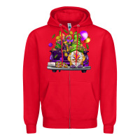Red Mardi Gras gnome on the truck Zipper Hoodie - NancyCooperArtShop