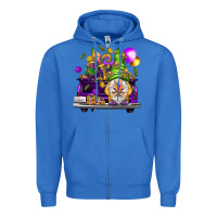 True Royal Mardi Gras gnome on the truck Zipper Hoodie - NancyCooperArtShop