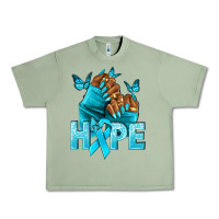 Oil Green Hope teal ribbon Ovarian Cancer nails Urban Heavy Tee - NancyCooperArtShop