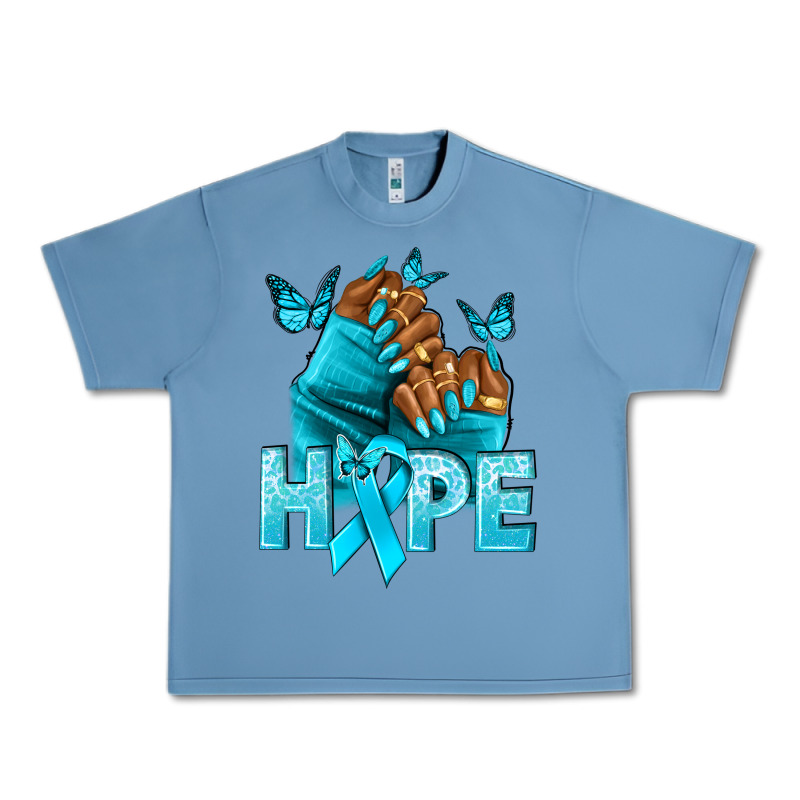 Hope Teal Ribbon Ovarian Cancer Nails Urban Heavy Tee by NancyCooperArtShop | Teevron