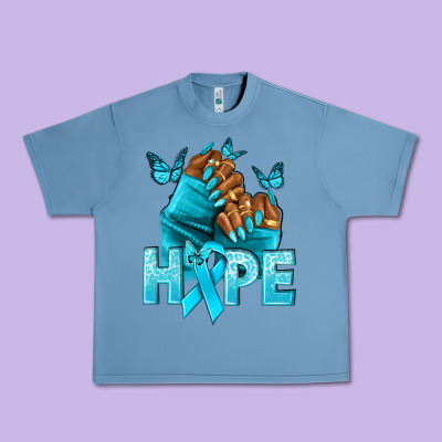 Hope Teal Ribbon Ovarian Cancer Nails Urban Heavy Tee Designed By Nancycooperartshop