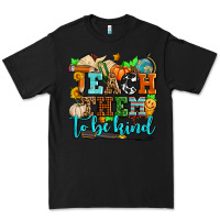 Black teach them to be kind with pumpkins and fall Premium Tee - AdoDesignShop