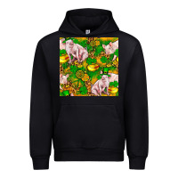 Black St patricks  day pig with candy and pot of gold  seamless pattern Urban Hoodie - FaDigitalArtStudio