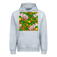 Heather Grey St patricks  day pig with candy and pot of gold  seamless pattern Urban Hoodie - FaDigitalArtStudio