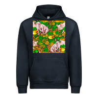 Navy St patricks  day pig with candy and pot of gold  seamless pattern Urban Hoodie - FaDigitalArtStudio