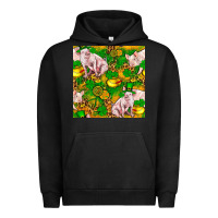 Pigment Black St patricks  day pig with candy and pot of gold  seamless pattern Urban Hoodie - FaDigitalArtStudio