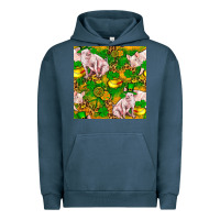 Pigment Midnight Navy St patricks  day pig with candy and pot of gold  seamless pattern Urban Hoodie - FaDigitalArtStudio