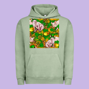 St Patricks  Day Pig With Candy And Pot Of Gold  Seamless Pattern Urban Hoodie Designed By Fadigitalartstudio